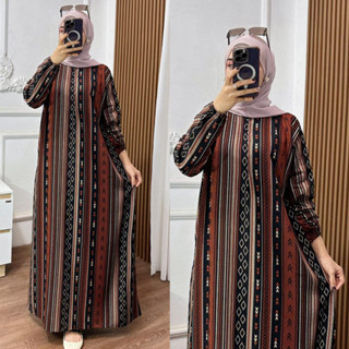 Jual Gamis Wanita Rayon Premium Motif Dress Midi Terbaru Kekinian ...