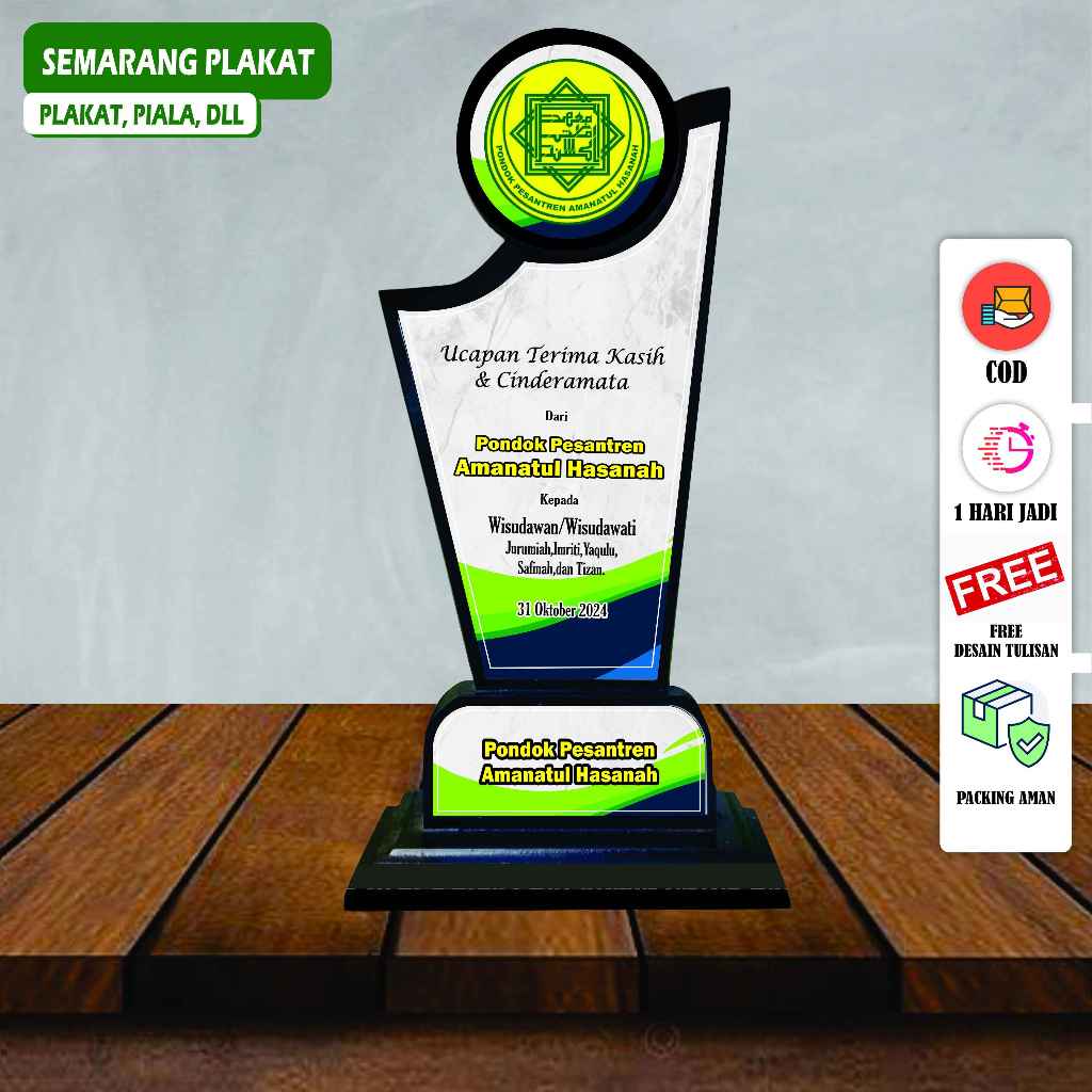 Jual Plakat Kayu Layar Bulat Kkn Wisuda Murah Piagam Kayu Plakat Vandel