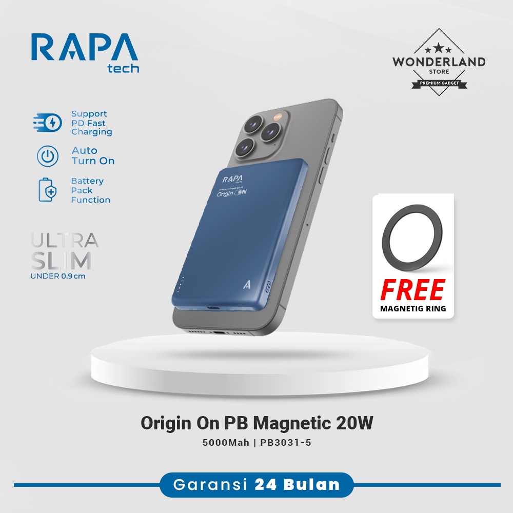 Jual RAPAtech Origin On Powerbank Magnetic Ultra Slim PD 20W Wireless ...