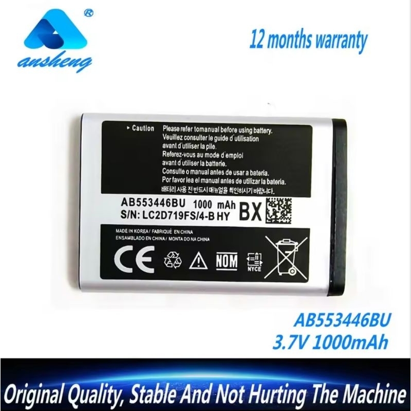 Jual Baterai baru 3.7V 1000mAh AB553446BU untuk ponsel Samsung Champ ...