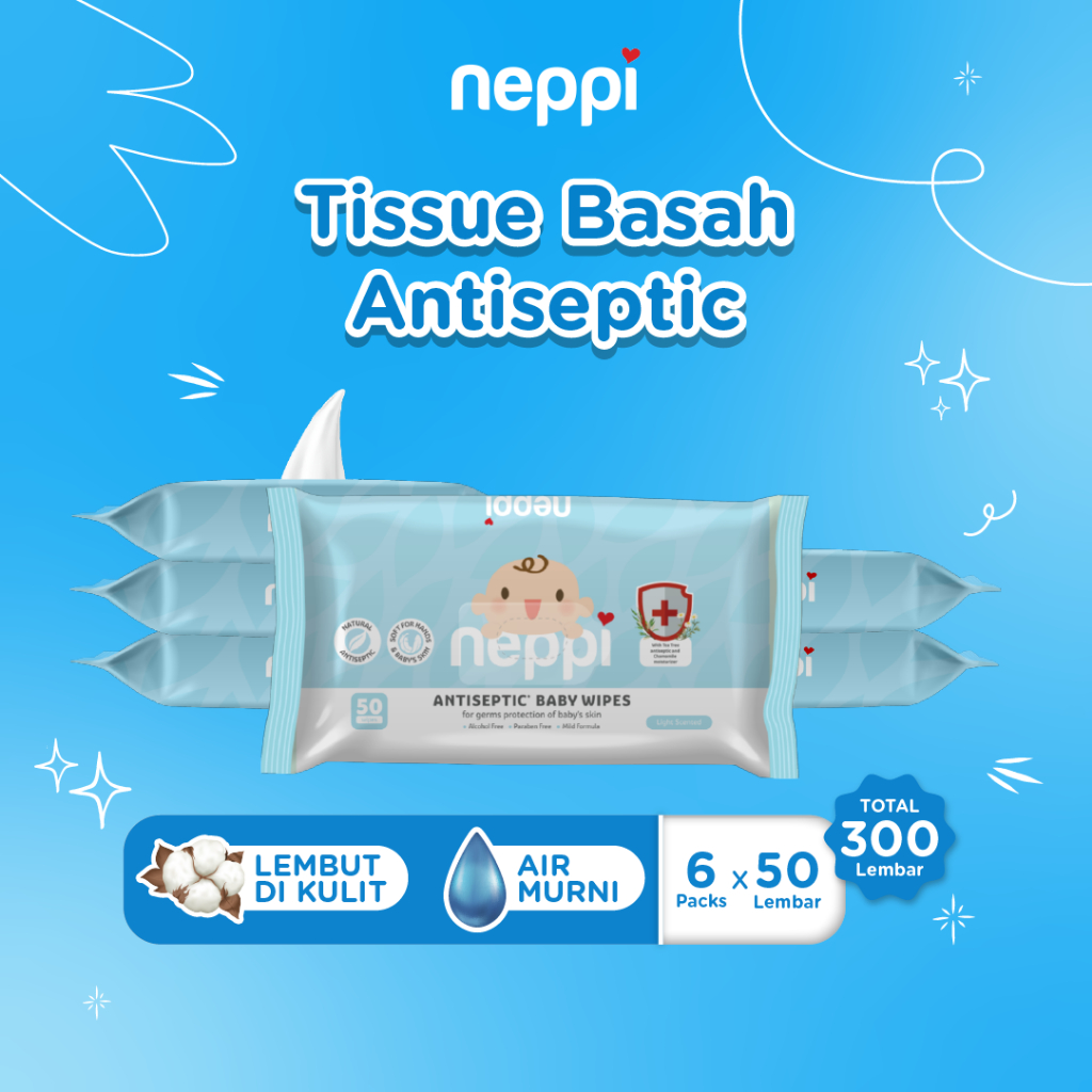 Jual (6 Pcs x 50 Lembar) Neppi Tisu / Tissue Basah Antiseptic Baby ...