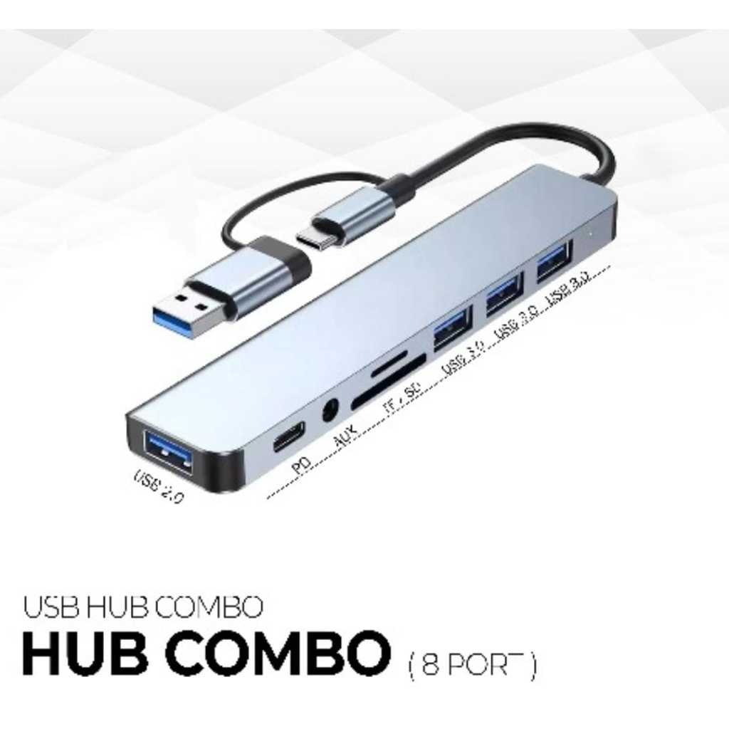 Jual 8 in 1 usb-c Converter adapter multi USB HUB Type-c to USB 4+SD ...