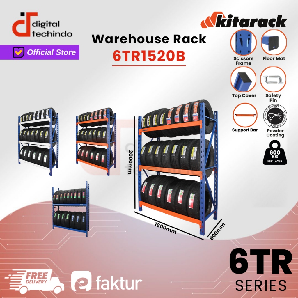 Jual KITARACK Tire Rack 6TR1520 Biru Rak Ban Motor Ban Mobil 600KG Rak ...