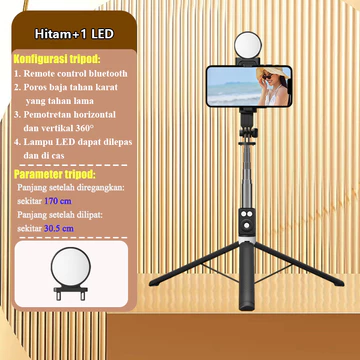 AKIMO 1.7M Selfie Stick Tripod Tongsis Dengan Monopod Dengan Wireless Remote Control Bluetooth