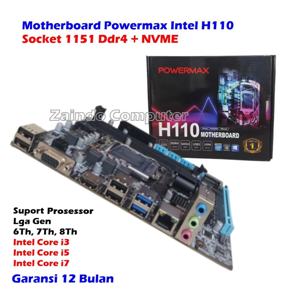 Jual MOTHERBOARD POWERMAX H110 DDR4 SOCKET 1151 INTEL 6TH/7TH MOBO ...