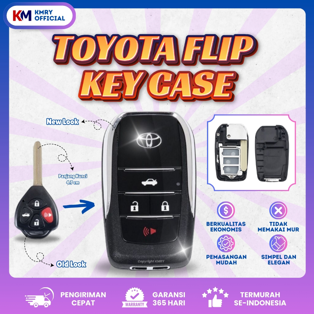 Jual KMRY TOYOTA Casing Kunci Case Remot Model Lipat Innova Yaris Vios ...