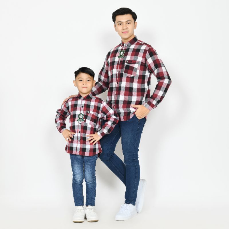 Jual Kemeja Flanel Couple Ayah Ibu Dan Anak Lengan Panjang Motif 3D