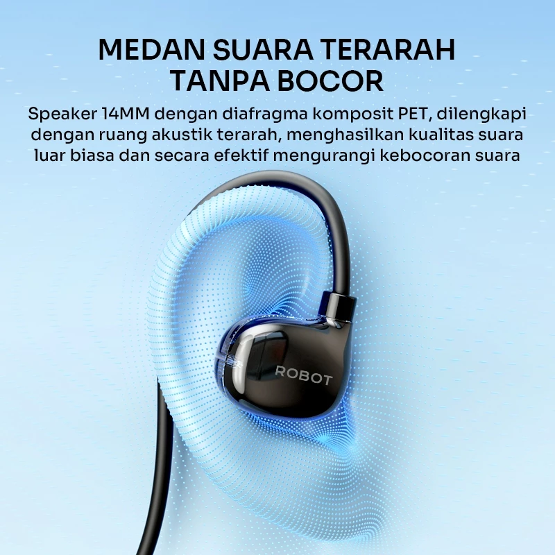 ROBOT Sport OWS Wireless Call Noise Cancellation Headphone Open Ear Bone Conduction Earphone Titanium Bluetooth 5.3 TWS