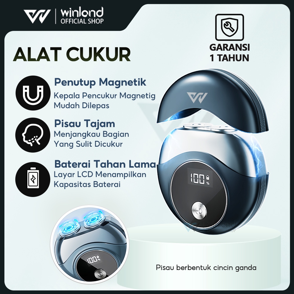 Winland Alat Cukur Portabel pencukur portable-biru Pencukur elektrik  Rechargeable USB LP-TX15