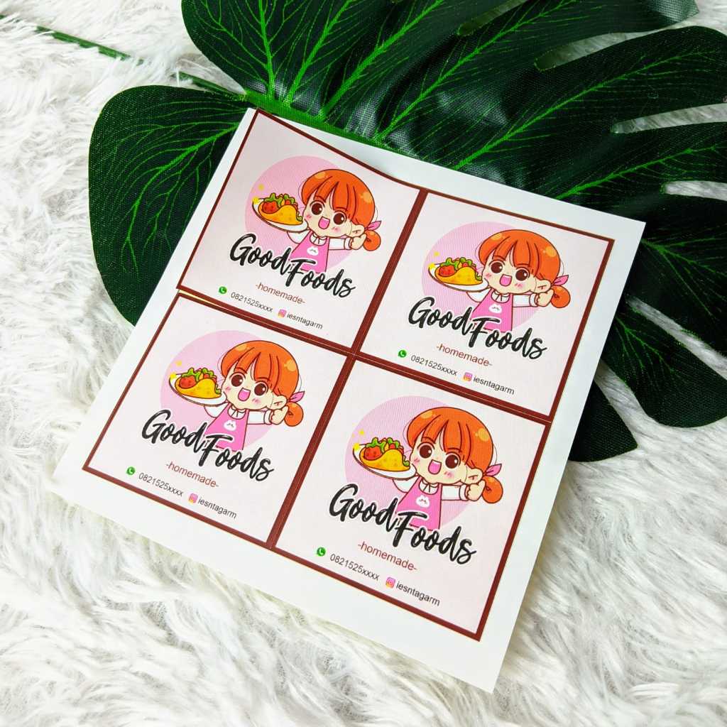 Jual Cetak Sticker Bentuk Kotak Stiker Label Makanan Logo Kemasan ...
