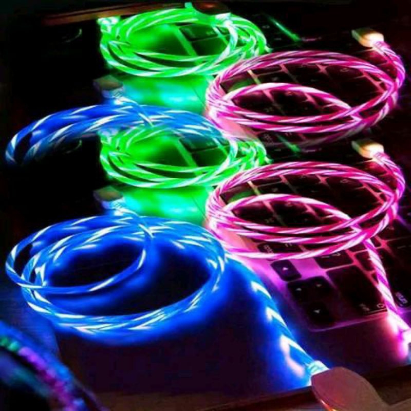 Jual kabel data led jalan warna warni fast charging dengan packing ...