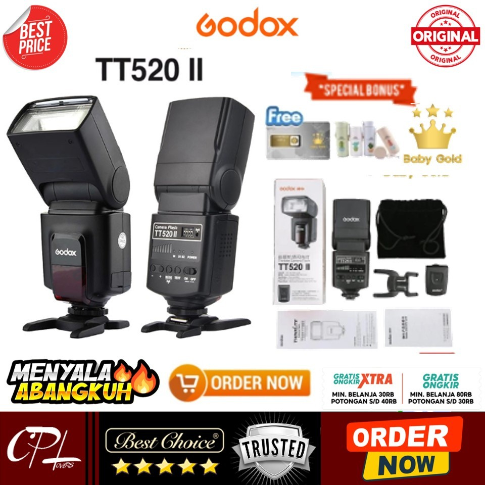 Jual Godox TT520 II Camera Flash + Trigger | Shopee Indonesia