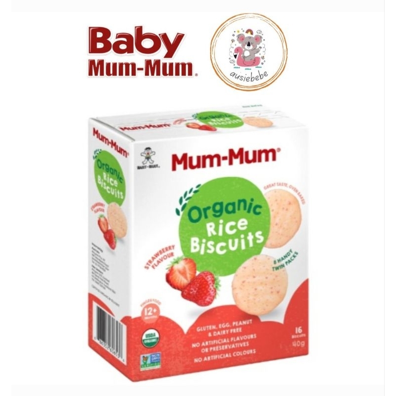 Jual Mum-Mum Organic Rice Biscuits Strawberry Flavour 40g | Shopee ...