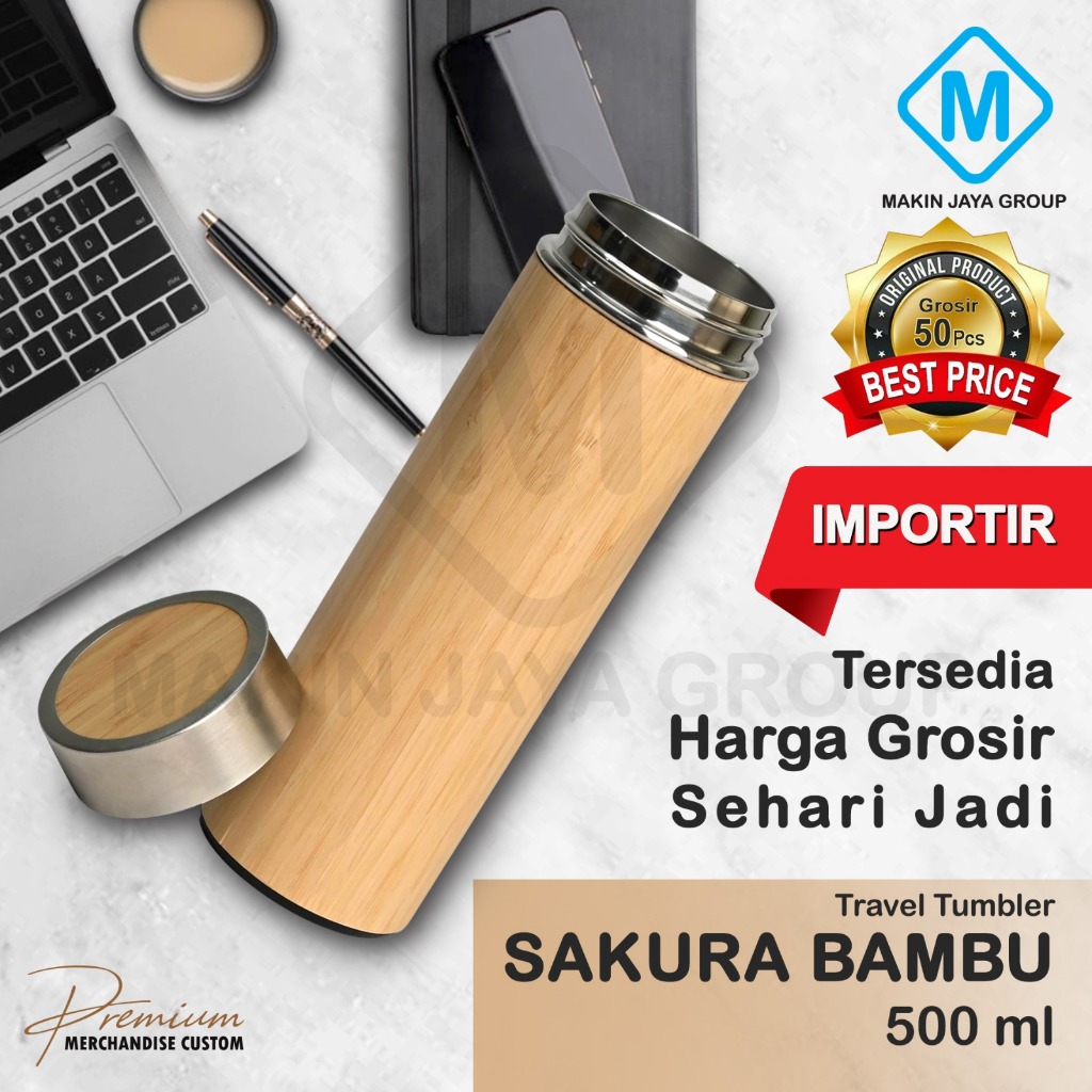 Jual Tumbler Sakura Bambu 500ml Botol air minum stainles motif bambu ...