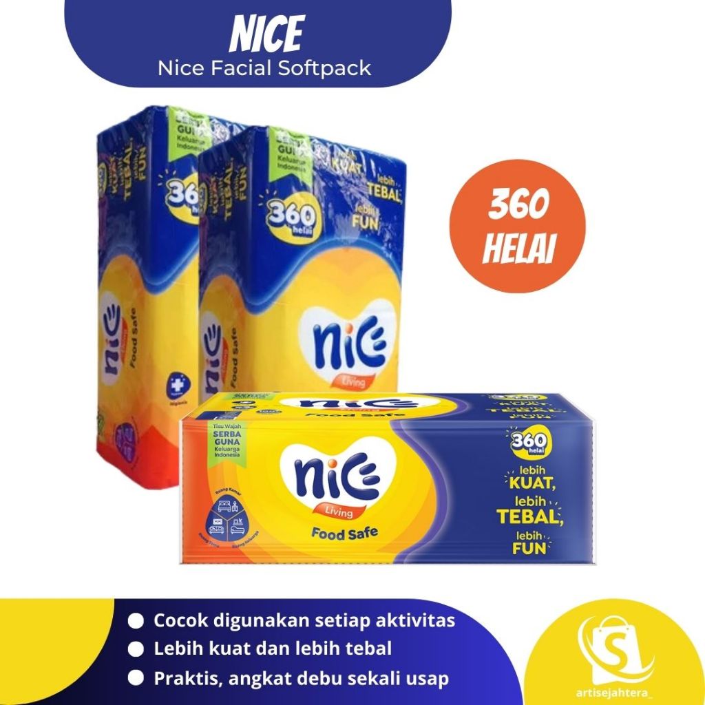 Jual Facial Tissue Tisu Wajah Serbaguna 360 helai NICE Higienis, Kuat ...