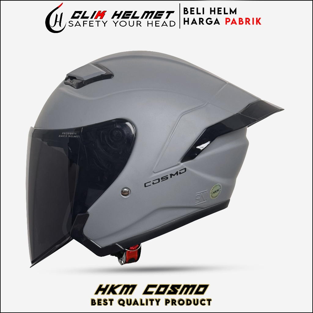 Jual Helm Half Face MLA COSMO | Gorilla Grey Kaca Visor Hitam | Helm ...