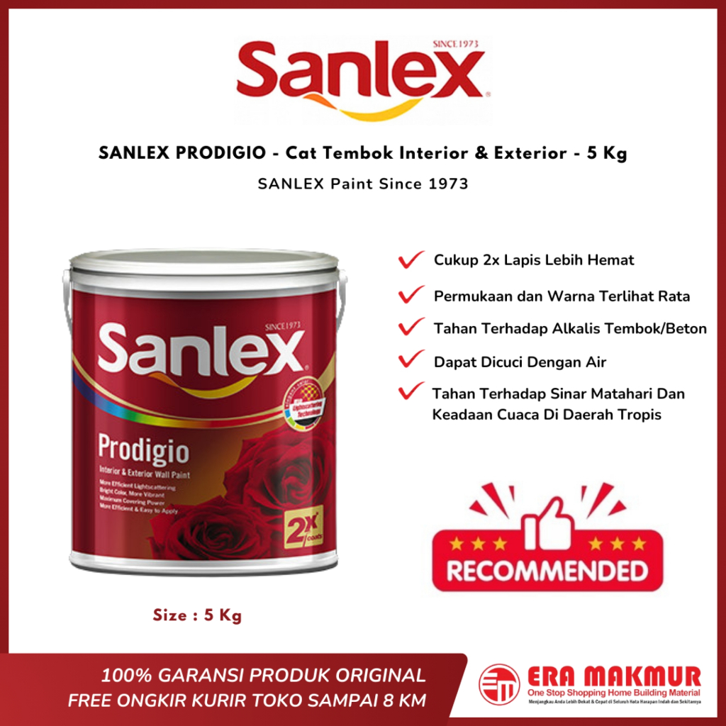 Jual SANLEX PRODIGIO - Cat Tembok Interior & Exterior - 5 Kg | Shopee ...