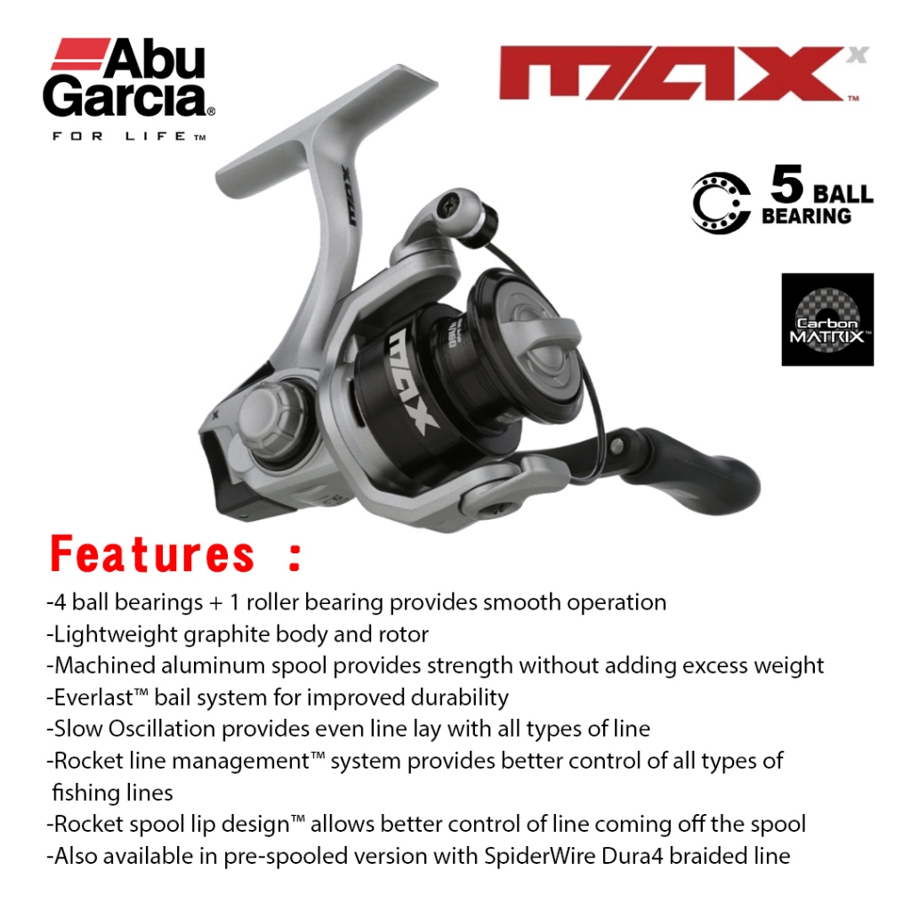 Jual ABU GARCIA Reel Pancing Spinning MAX X 2500 - 6000 4+1Ball Bearing ...