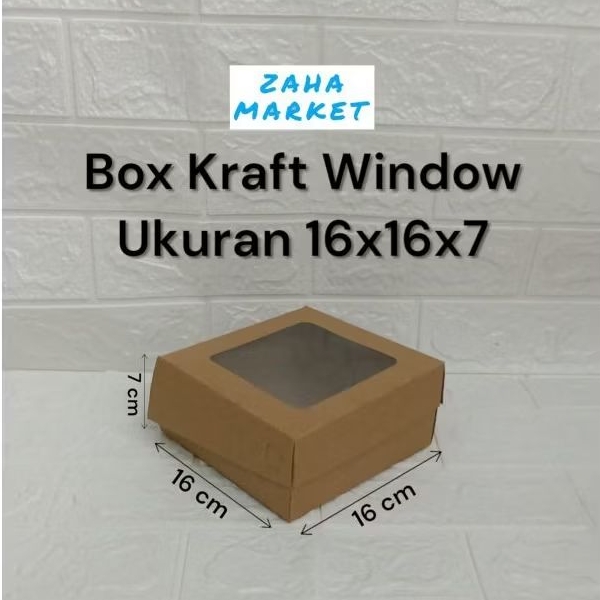Jual Box Kraft window R6 ukuran 16x16x7cm laminasi - kemasan kue ...