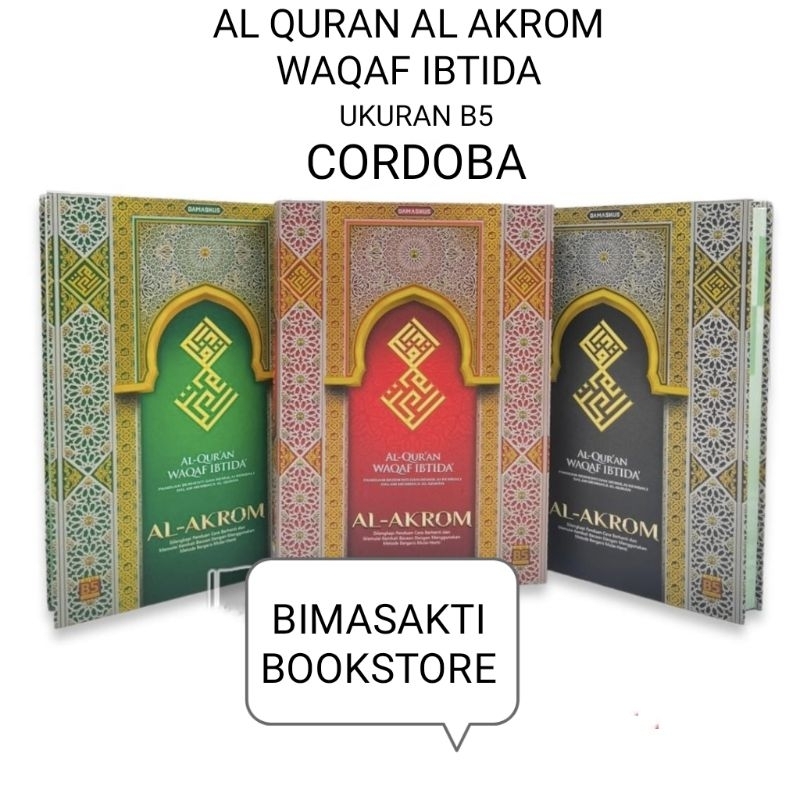 Jual AL QURAN AL AKROM WAQAF IBTIDA UKURAN B5 CORDOBA | Shopee Indonesia