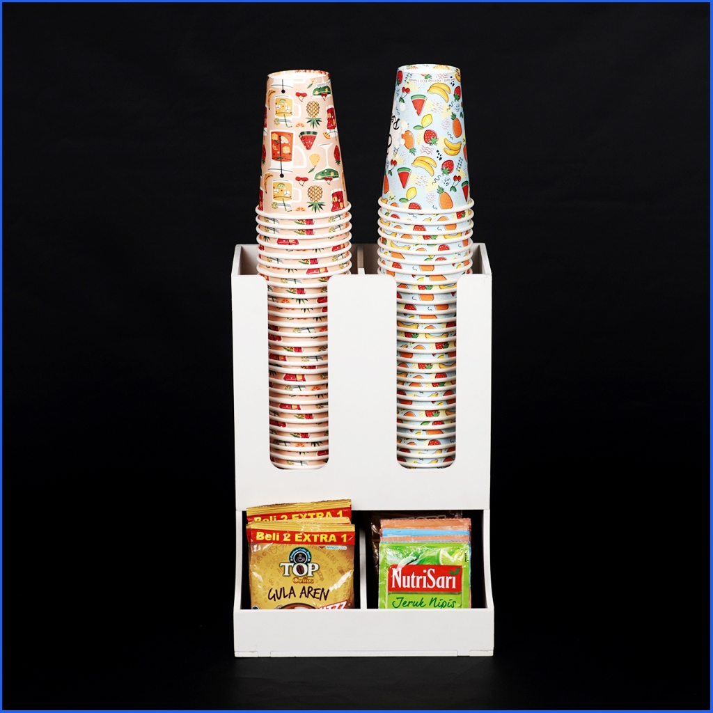 Jual Rak Paper Cup 2 Slot PVC Dispenser Gelas Kertas Tempat Cup Kopi ...