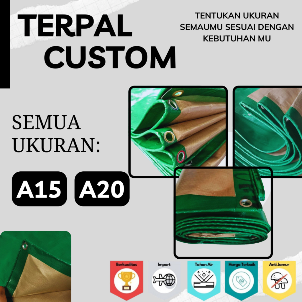 Jual CUSTOM Terpal Waterproof Lembaran A15/A20 SNI Tebal Custom Persegi ...
