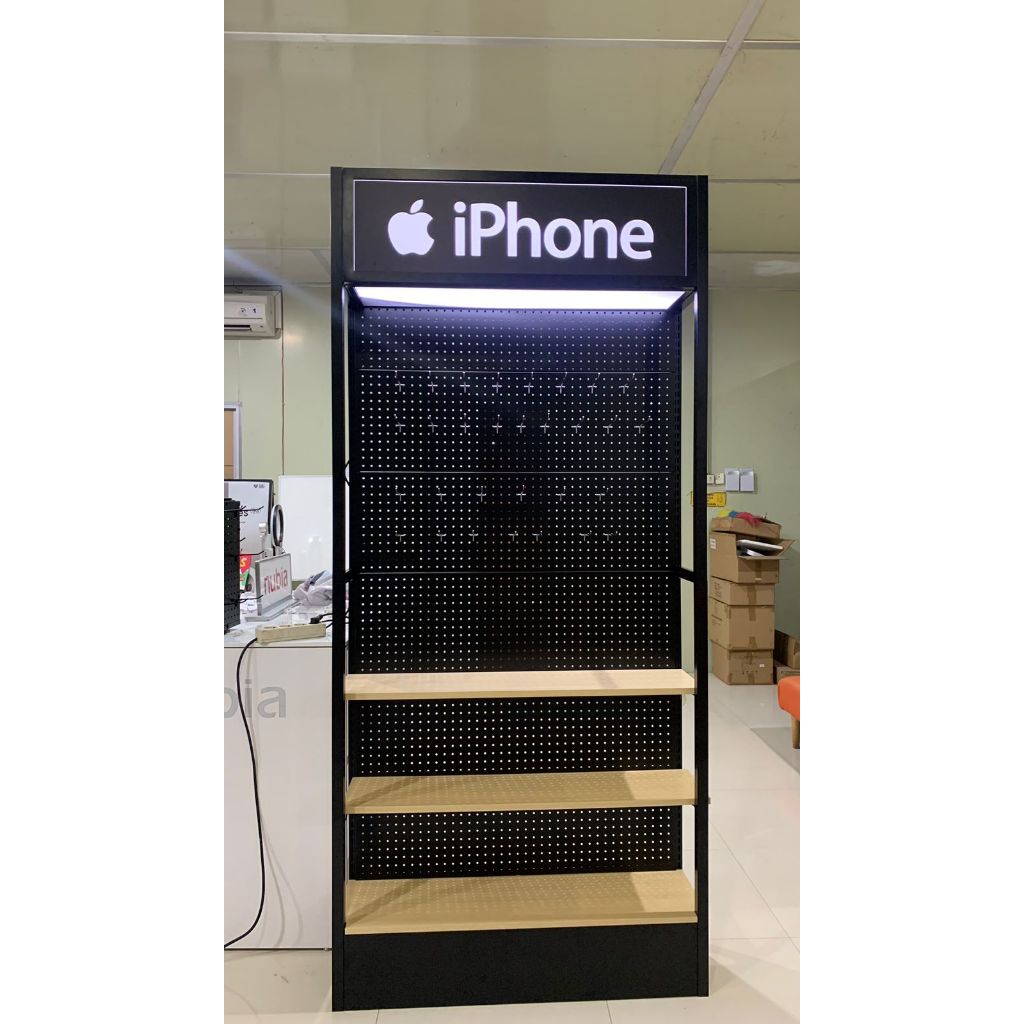 Jual RAK DISPLAY AKSESORIS LAMPU LED / RAK GANTUNG 2 PAPAN DAN 18 HOOK ...