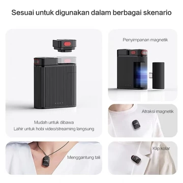 Topspot H01 Microphone Wireless Dual Mikrofon Clip On Mic Hp Dan Charging Case Mikrofon