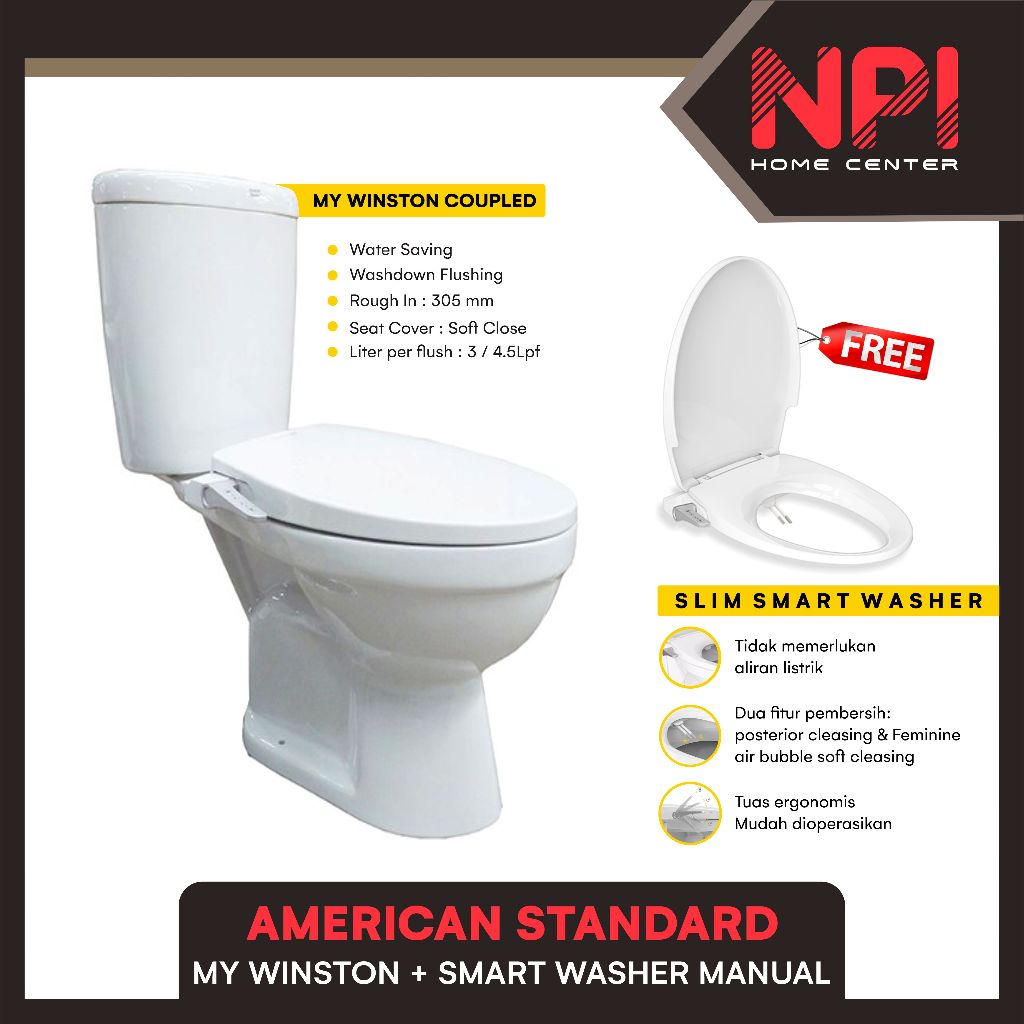 American Standard - Closet Kloset Duduk My Winston Slim Smart Washer 3 Manual Bidet