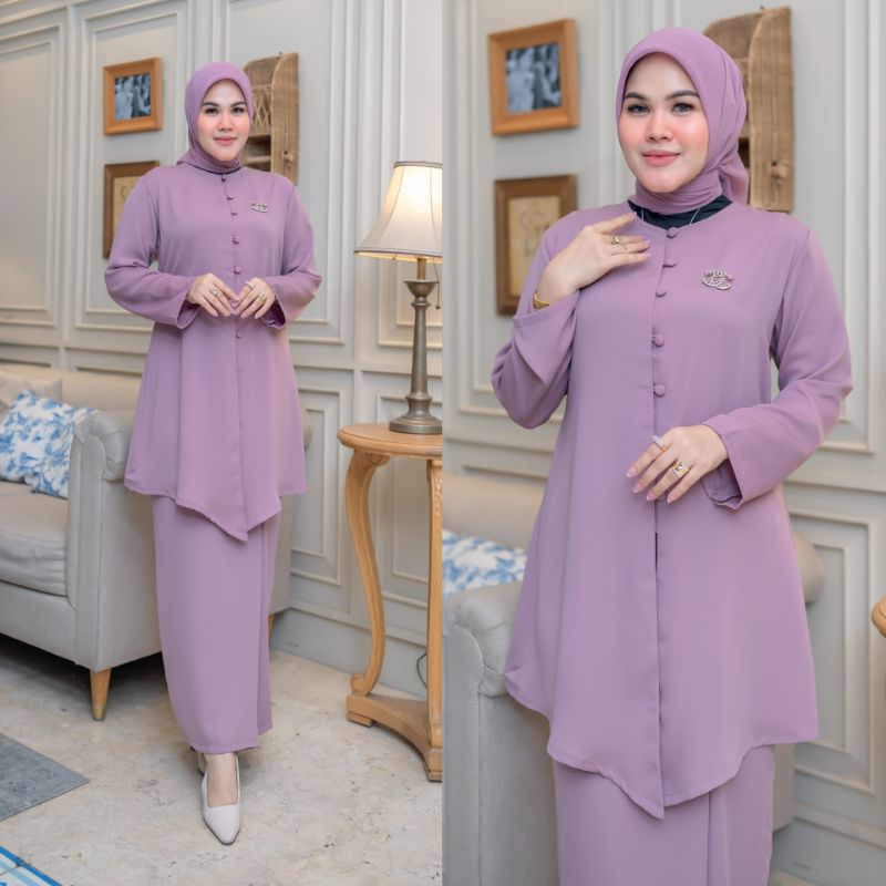 Jual Set Kurung Melayu Miranda Set Rok Polos Model Terbaru Full Kancing ...