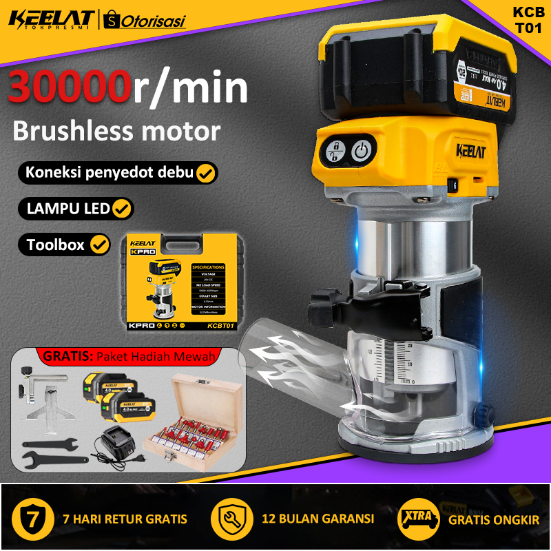 Jual KEELAT 20V Brushless Wireless Laminate Trimmer Profil Router ...