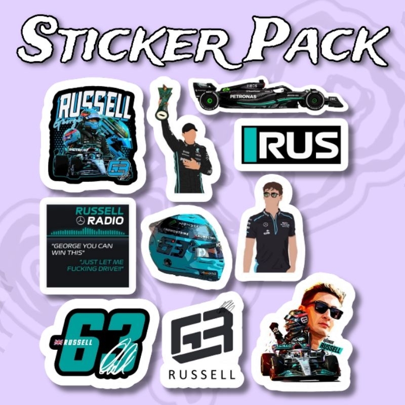 Jual Sticker F1 George Russel Pack isi 10 pcs vinyl waterproof | Shopee ...