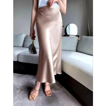 Rok Satin Reine 90CM Satin Long Skirt Rok Satin Panjang S Sampai 2XL