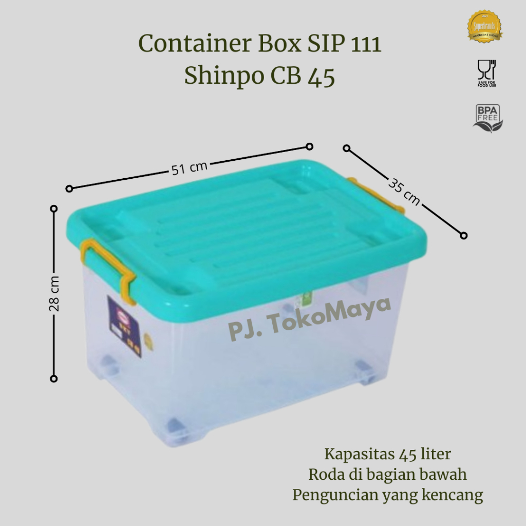 Jual SHINPO Kontainer Plastik 45 Liter Dengan Roda Sky Container Box ...