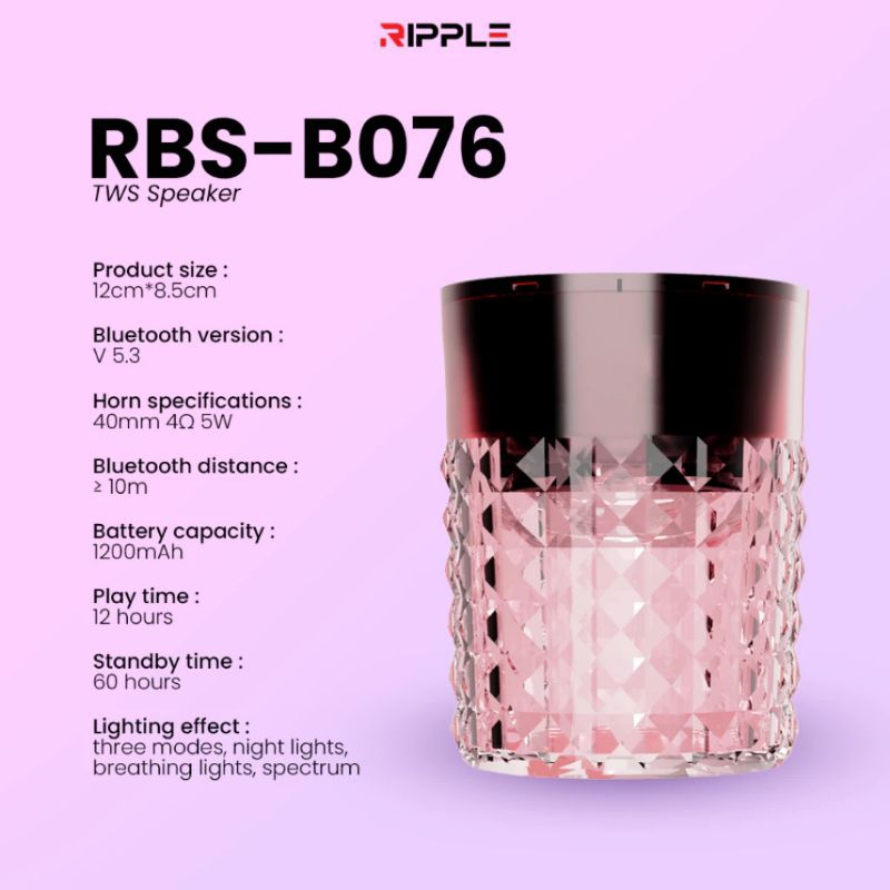 Jual 【NEW】Ripple Wireless TWS Speaker LED bass Bluetooth 5.3 STEREO ...