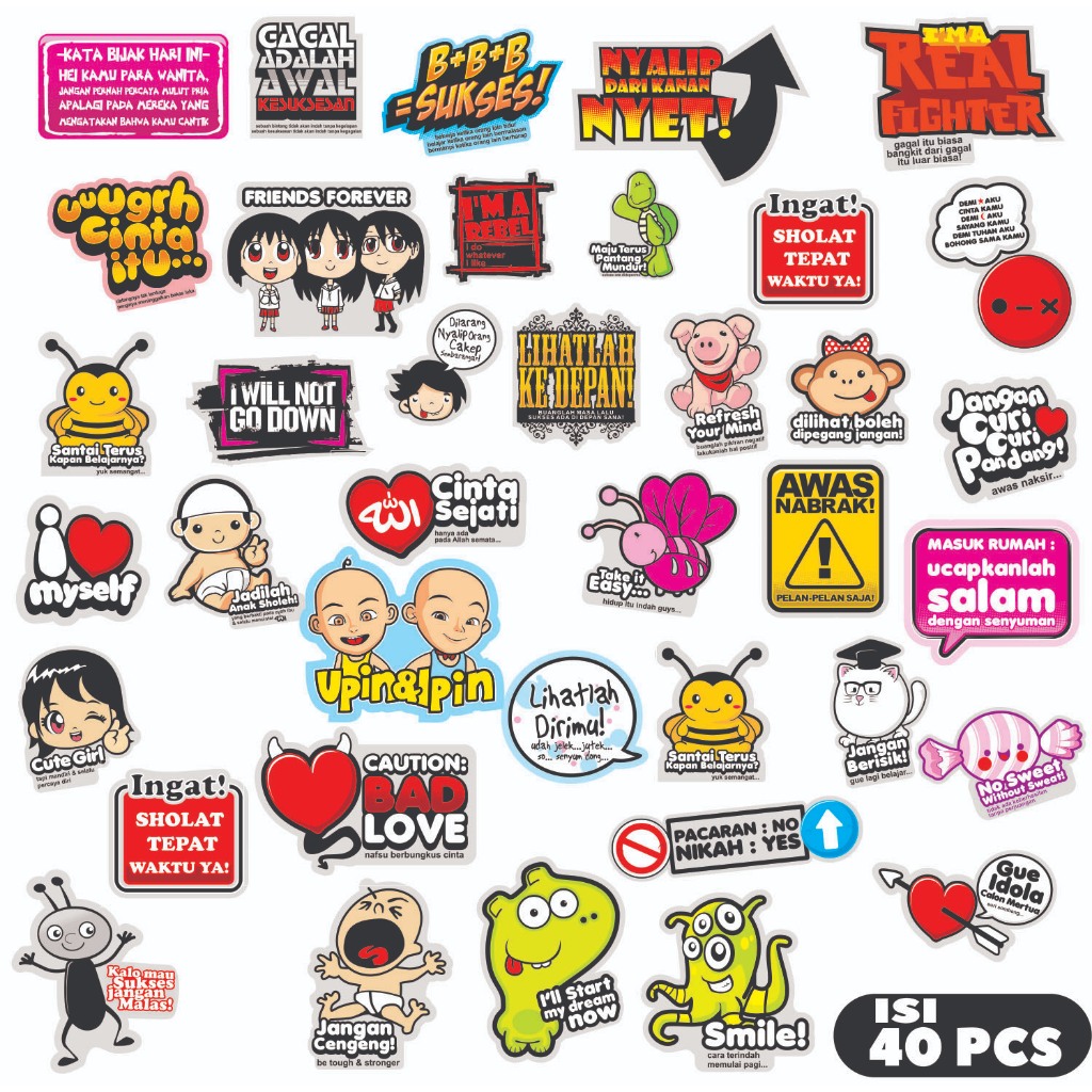 Jual 40 PCS Stickers meme Lucu THUMBLR Laptop HP MOTOR HELM | Shopee ...