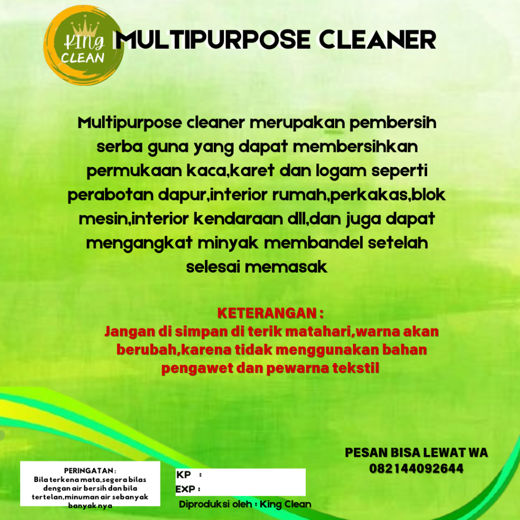 Jual Multi Purpose Cleaner/Cairan ajaib HOREKA/1 Liter | Shopee Indonesia