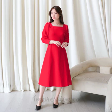 ELENORA Dress Pesta Kondangan Korean Style Wanita Scuba Premium Mewah Elegan