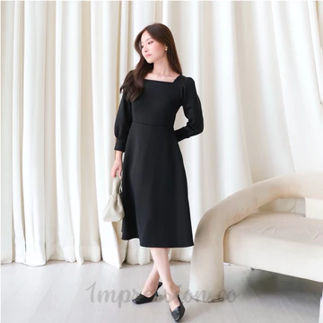 ELENORA Dress Pesta Kondangan Korean Style Wanita Scuba Premium Mewah Elegan