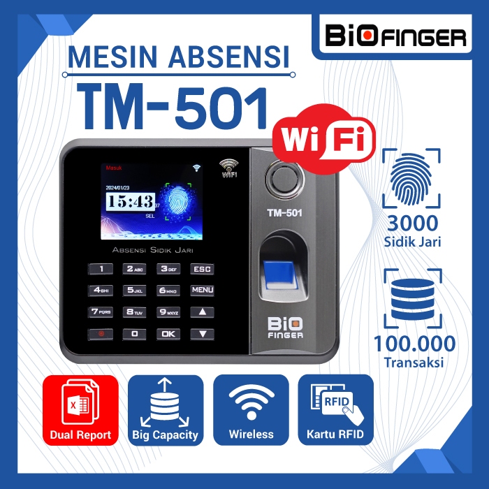 Jual Fingerprint Absensi Jari Kartu BioFinger TM-501 USB WIFI Auto