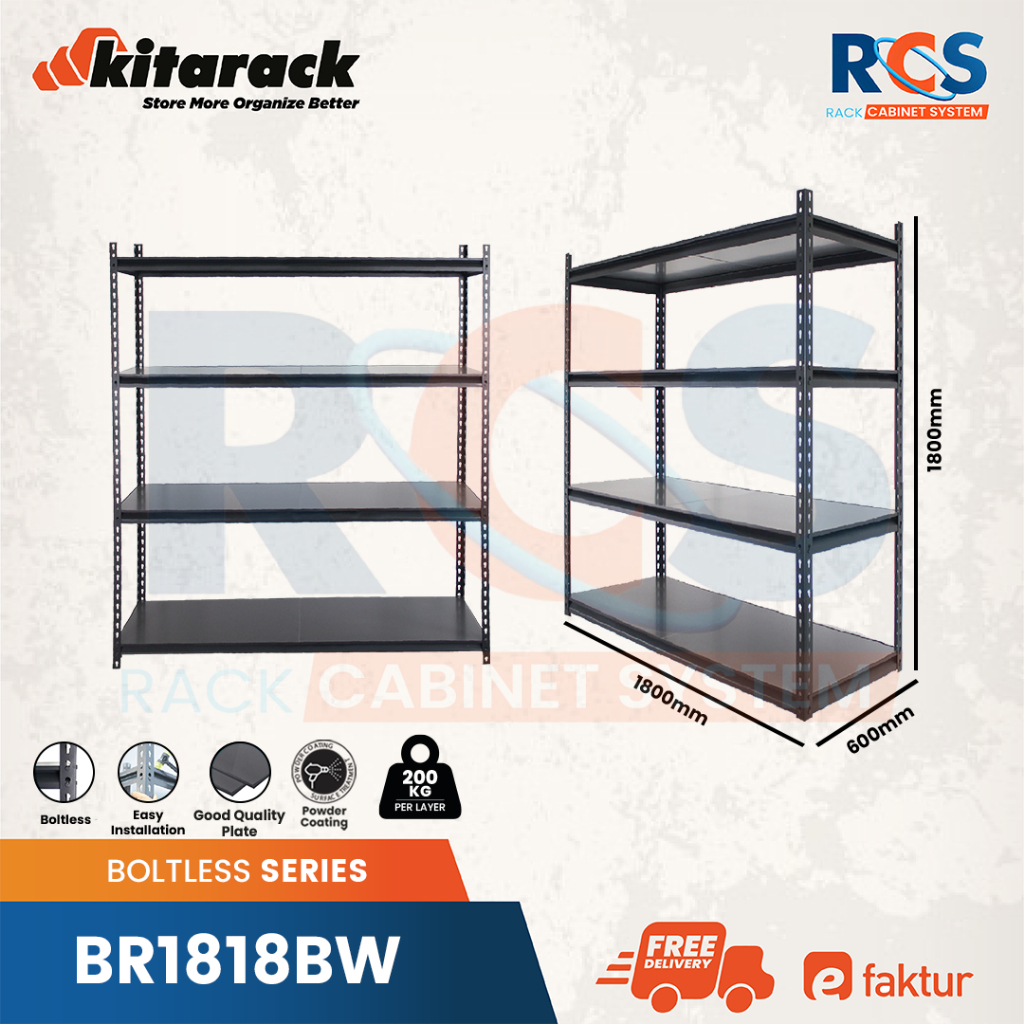 Jual Kitarack Boltless BR1818BW Rack 200KG / Layer Tatakan Kayu Rak ...
