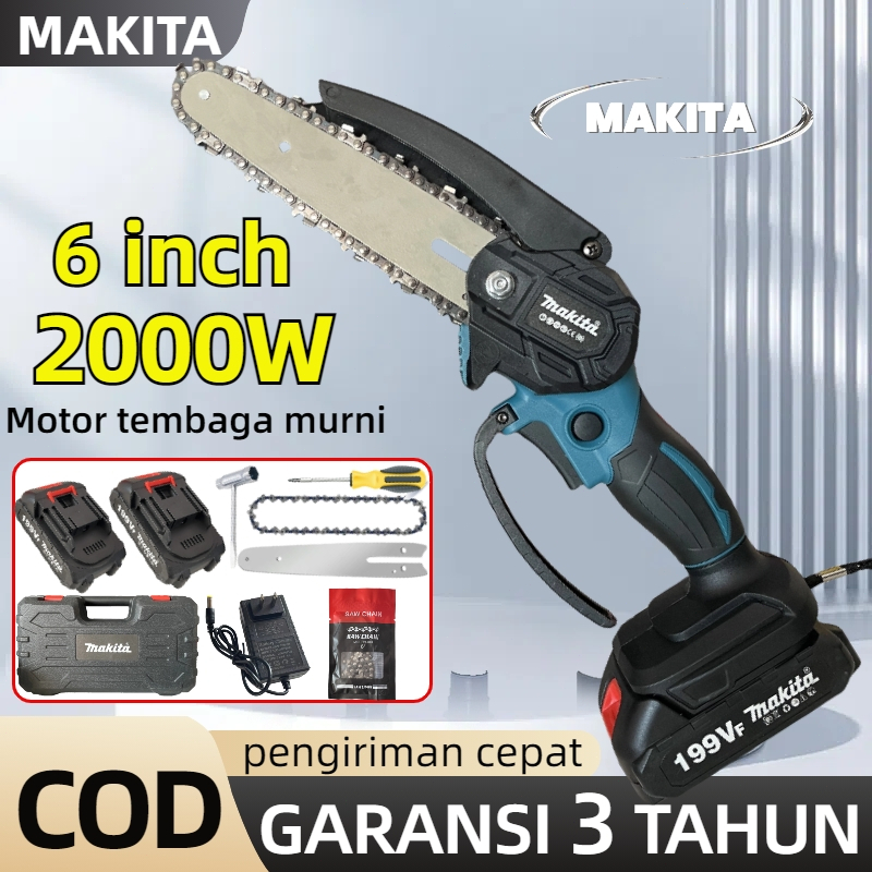 Jual MAKITA Chainsaw mini 6 Inch Chainsaw Chain Saw Cordless 2 baterai ...