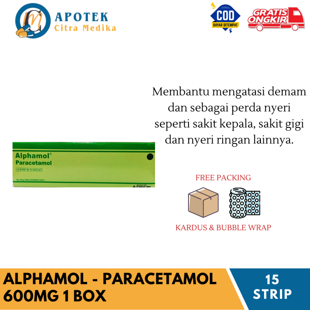 Jual Alphamol 600MG 𝟏 𝐊𝐎𝐓𝐀𝐊 𝐈𝐒𝐈 𝟏𝟓𝟎 𝐊𝐀𝐏𝐋𝐄𝐓 - Menurunkan Demam, Sakit ...