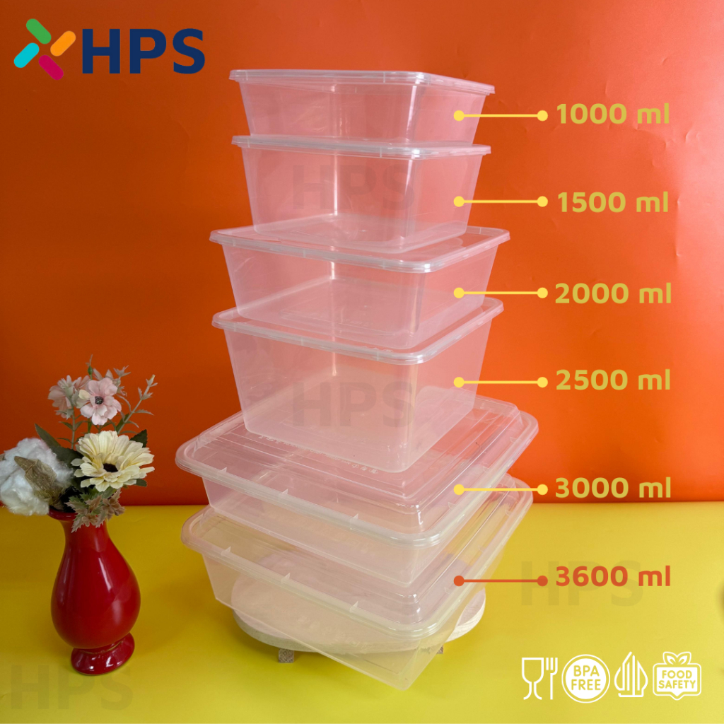 Jual Thinwall Square 3600 ML Container Makan Plastik Mika Take Away ...