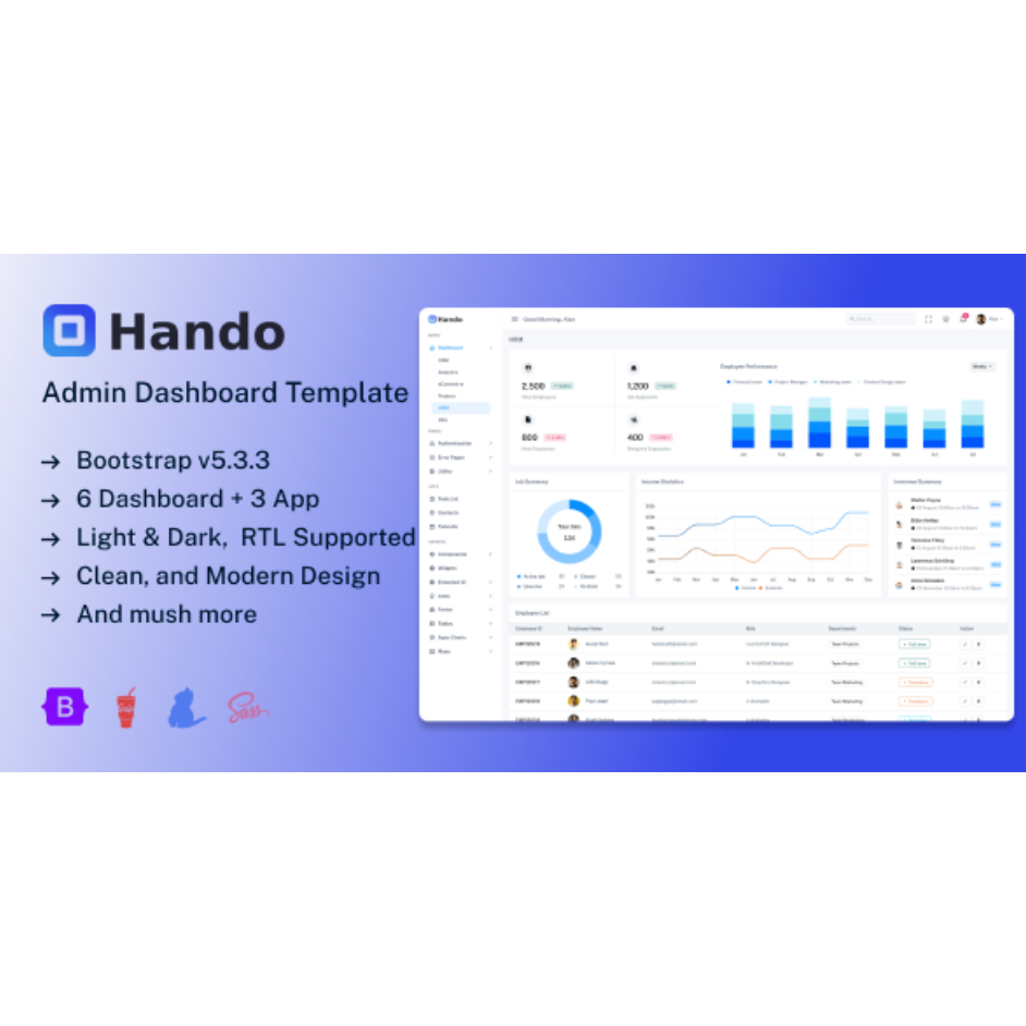 Jual Hando - Bootstrap 5 Admin & Dashboard Template | Shopee Indonesia