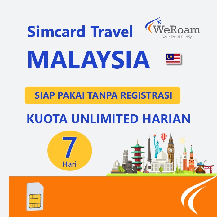 Jual Simcard Travel WeRoam Malaysia 7 Hari Unlimited Daily Internet