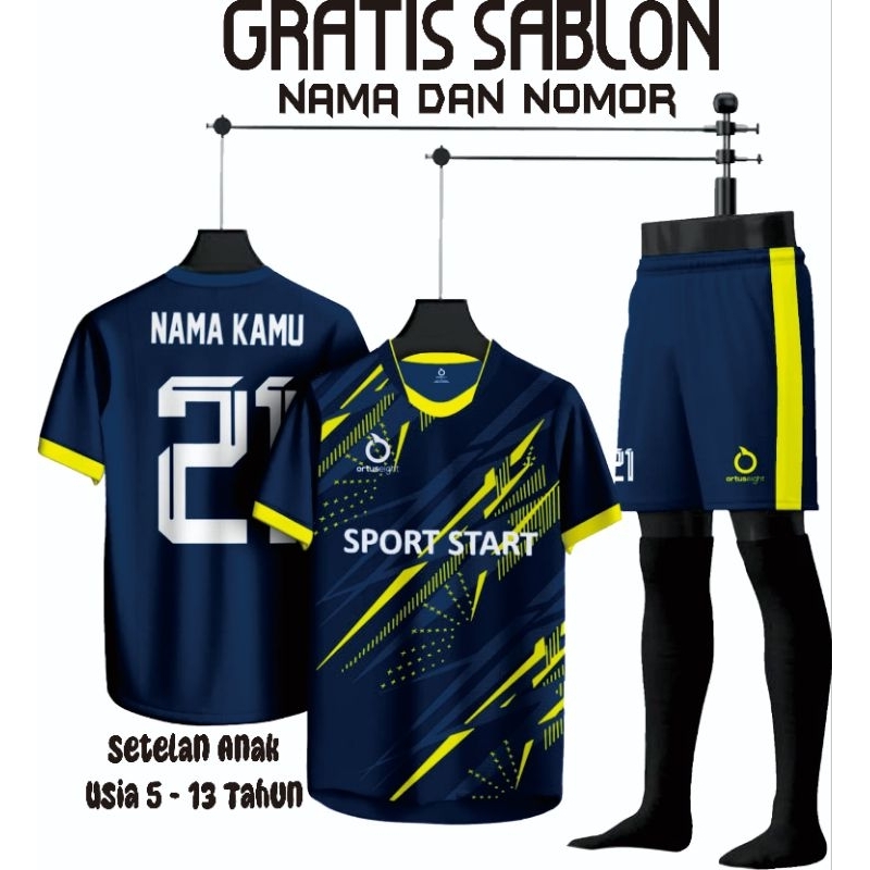 Jual Free Sablon Nama dan Nomor Baju Bola Anak Setelan Jersey