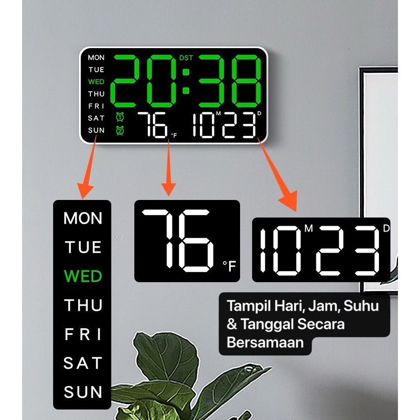 Jual JD-6659 Ungu Jam Meja Digital Jam Dinding LED Angka Besar Alarm ...