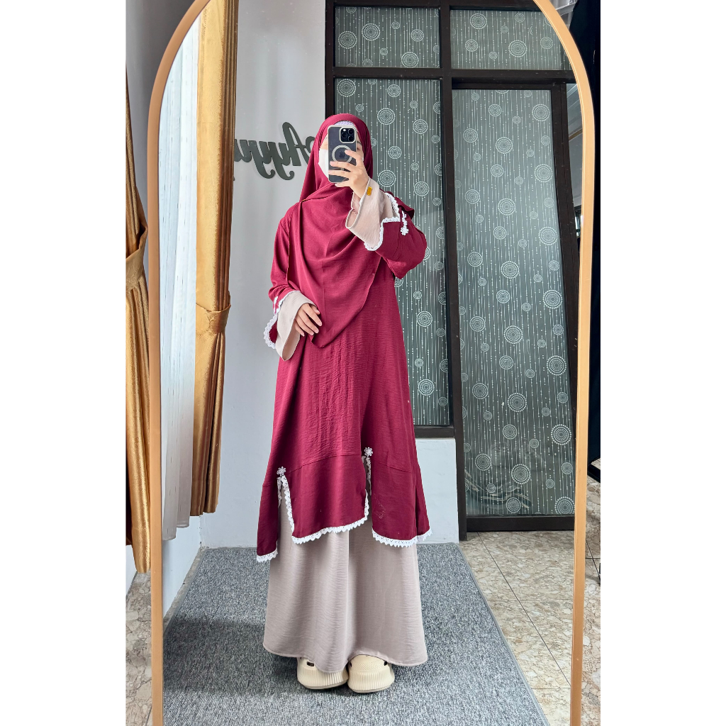 Jual {AG} One Set Rok Inaya Abaya Tunik Rok + Hijab Pasminah Oval ...