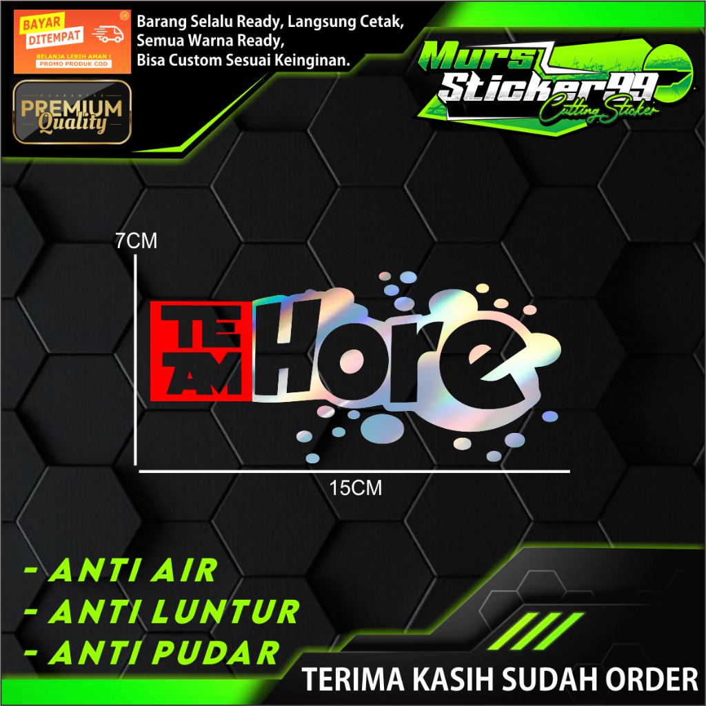 Jual Sticker Cutting TEAM HORE 2 WARNA Cocok Untuk Motor Dan Mobil ...